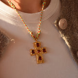 Big Cross cord - necklace