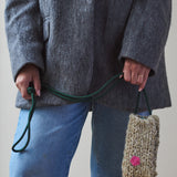 Knitted pink flower phone bag