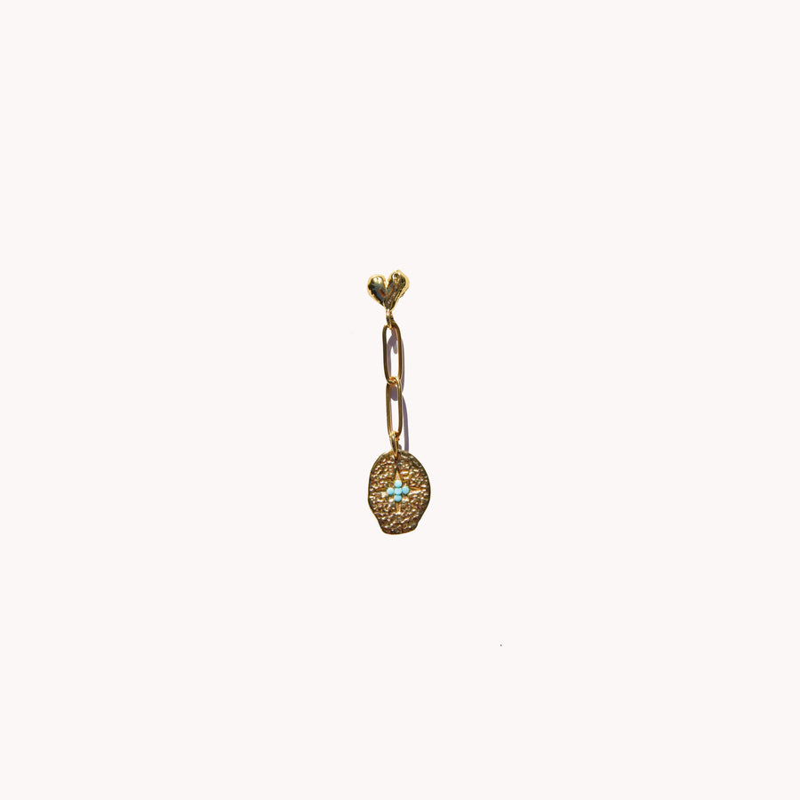 Love stud earring - blue pendant