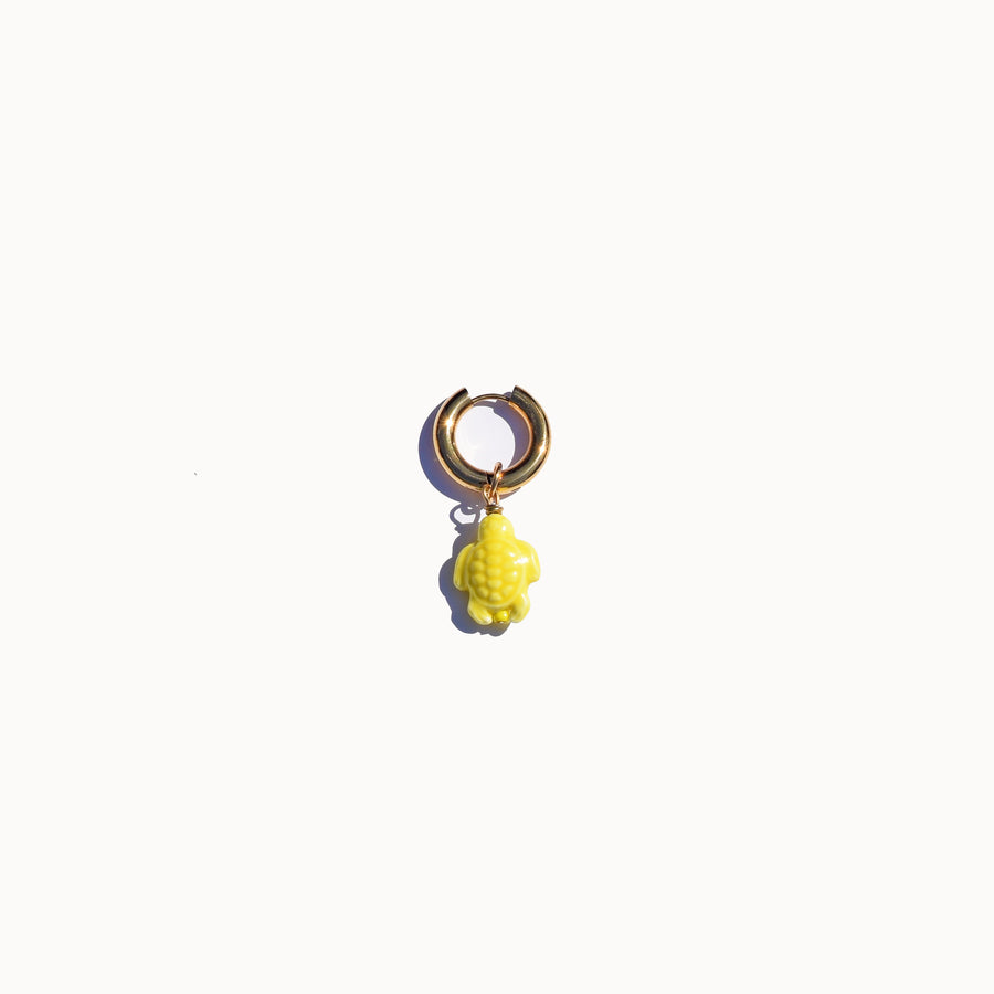 Yellow sea turtle earring